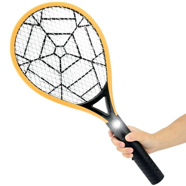 Night Cat Bug Zapper Racket Electric Fly Swatter Racquet Electronic Mosquito Killer with USB Charging LED Lighting Double Layer Protection Detachable Handle 